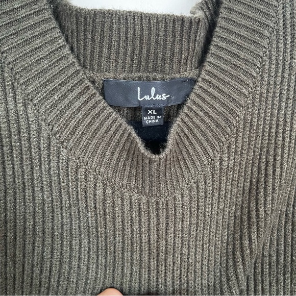 Lulus Loving You Fondly Olive Green Ribbed Knit Sweater Dress Size XL Cozy Fall - Picture 5 of 12